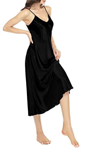 Lovasy-Camisones-Sexys-Mujer-de-Saten-Camison-de-Mujer-Verano-Tirantes-Ajustable-Camison-Mujer-Largo-Dormir-Combinacion-Interior-Ligero-y-Suave
