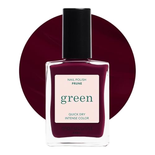 Manucurist - Green Esmalte de Uñas Prune - Pintauñas Burdeos Color Vino - Clásico 9-Free - Esmalte sin Toxicos - Vegano y Orgánico (83%) - Manicura Profesional - 15 ml