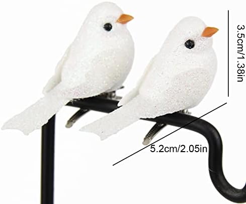 Artificial Robin Bird Christmas Birds Ornaments with Clip Artificial Foam Birds for Xmas Tree Wreaths Decorations 12pcs White