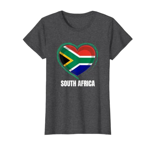 South African Flag South Africa Flag T-Shirt, Women, Dark Heather Grey, Small