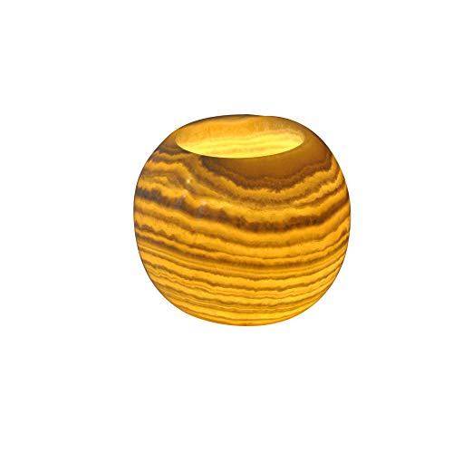 Craftsofegypt Single Alabaster Candle Holder - Egyptian Tealight And Votive Candles Holders With Amber Glow For Home Décor Natural Stone Soothing Tranquil Aurora #TOP7