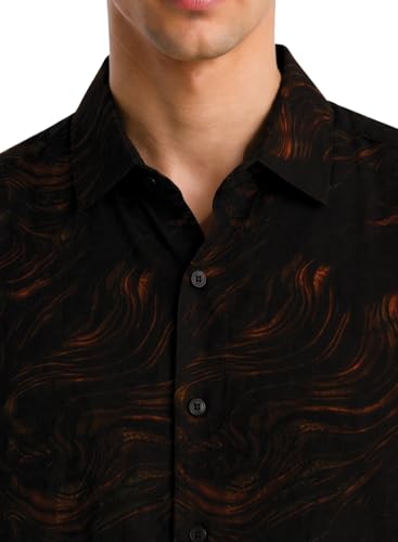 Image of ADRO Abstract Printed Shirts for Men | Breathable Cotton Rayon Fabric | Relaxed Fit Summer Shirts | Casual Party Shirt for Men