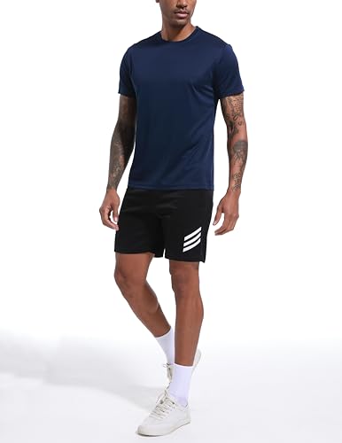Image of OYGSieg 5 Pack Men's Quick Dry T-Shirts Short Sleeve Crew Neck Workout Tops | Quick Dry Sweat-Wicking Men's Short Sleeve Workout Tees, Athletic Polyester Tops For Gym Running Fitness & Daily Active Wear