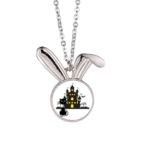 Collier château effrayant pendentif mystique sans nickel pour peau sensible