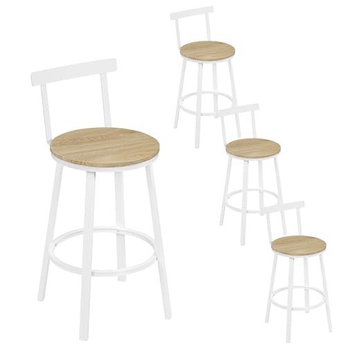 Tabouret de bar lot de 4 chêne clair avec repose-pieds et dossier