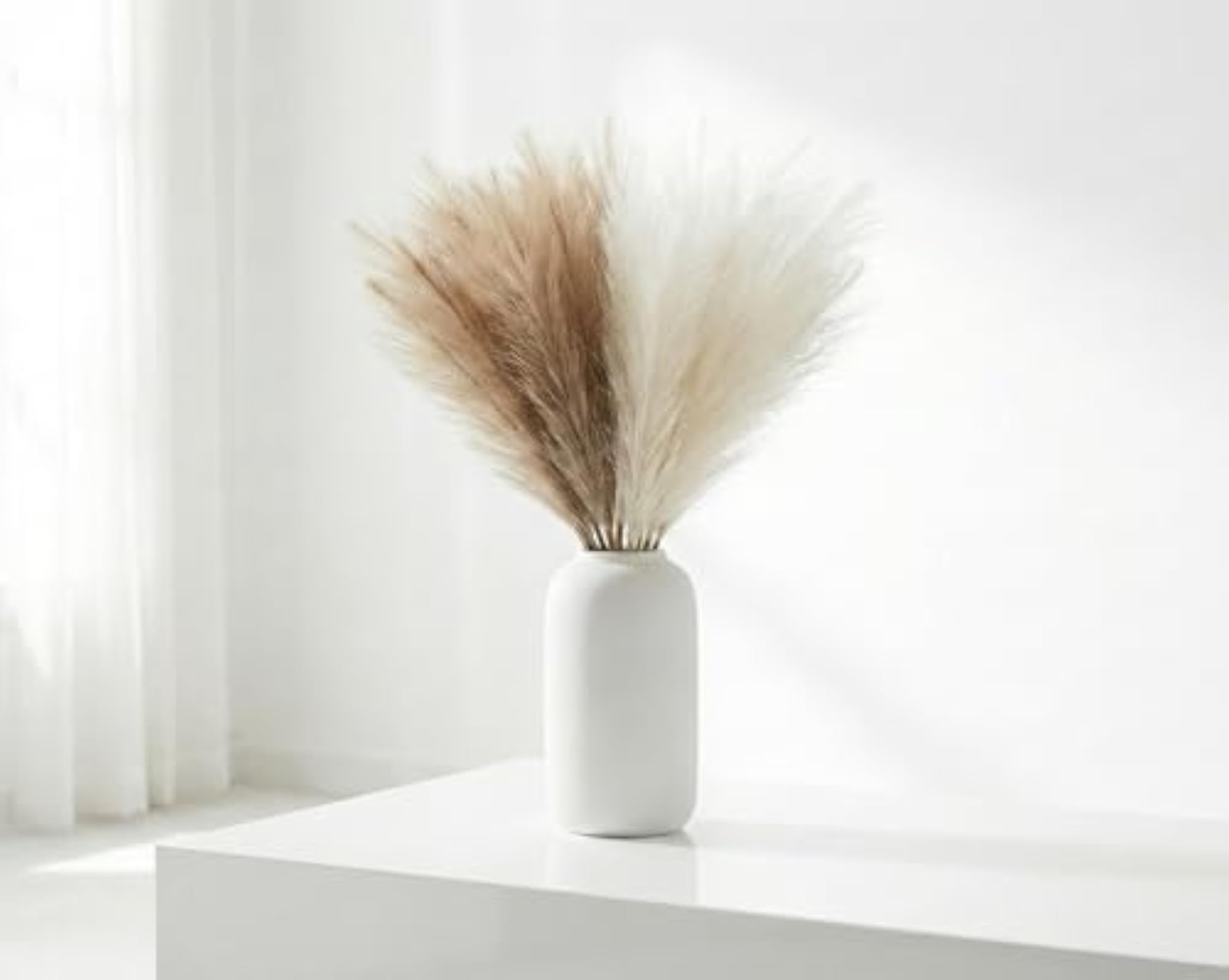 Faux Pampas Grass Flower Arrangement, 41cm for Boho Decor