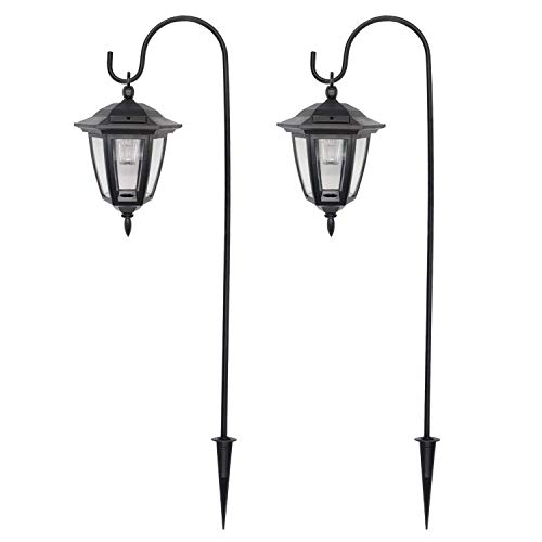 Maggift 26 Inch Hanging Solar Lights Dual Use Shepherd Hook Lights, 2 Pack | 2 Pack 6 Lumen Retro Star Hanging Solar Lights #TOP3