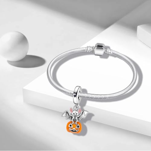 Charms 925 Sterling Silver Pumpkin Witch Hat Skull Dangle Pendant with 5A Cubic fit for Charm Bracelet for Woman Halloween Christmas Birthday Gift3