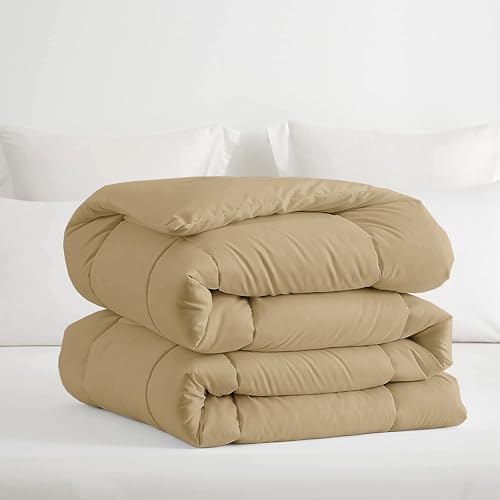 Image of Restful Sleep All Weather Comforter Single Bed Size - Dohar /Rajai /Blanket /Duvet -250 GSM Quilt Soft Microfiber Fill Single Size (60 inchX90 inch) - Beige Color