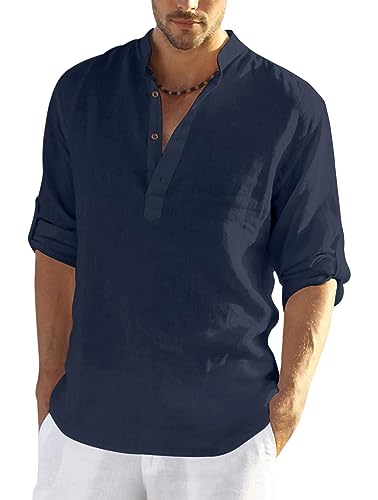 Image of FINIVO FASHION Men's Cotton Blend Solid Full Sleeve Combo Short Kurta Shirt, Regular Fit Solid Pattern Mandarin Collar Straight Kurta Shirt