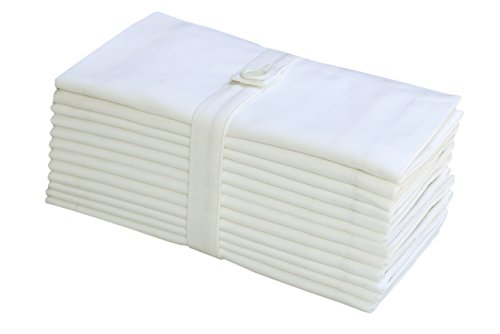Cotton Craft Napkins-12 Pack Oversized Dinner Napkins- 51x51 CM White-Pure 100% Cotton-Tailored with Mitered Corners and a Generous hem- Napkins Are 38% Larger Than Standard Size Napkins