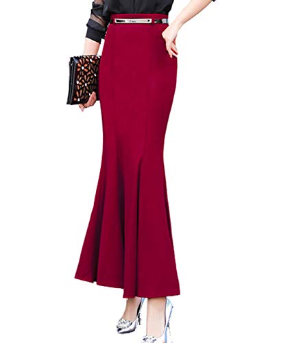 Femiserah Women's Bodycon Stretchy High Waist OL Fishtail Mermaid Long Maxi Skirt