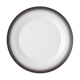 Mikasa Swirl Ombre White Round Platter, 12.5 Inch, Mocha Banded
