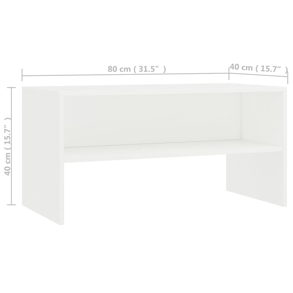 vidaXL Mueble TV Estante Mesa Baja Televisión Aparador Televisor Módulo Diseño Simple Compartimento Salón Habitación Comedor Sala Contrachapada Blanco