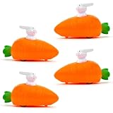 FAYHETG Aufziehbare Hasen mit 4 Stück Karotte im Set Osterhasen Mitbringsel Mitgebsel Gastgeschenke Aufziehbare Osterhasen Geschenke Mädchen für Kleine Ostergeschenke für Kinder Jungen