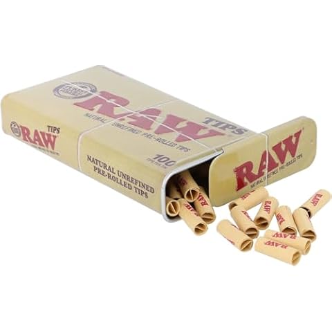 RAW Pre-Rolled Tips + Tin Storage - Single Unit - 100 Tips per Tin Cover