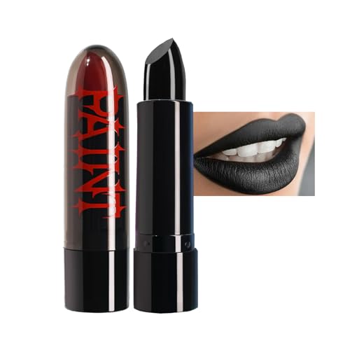 Black Lipsticks for Women Long Lasting Matte Lipstick Highly Pigmented Lip Stain,Waterproof Long-Lasting Plumping Lip Gloss, Multi-Purpose Lipstick For Halloween,Cosplay, Gothic Makeup,Face Painting