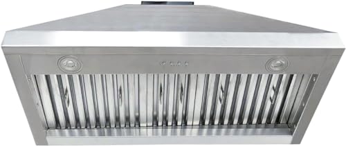 CHETTO Range Hood 54 Inch Ultra Quiet, Powerful Suction 304 Stainless Steel Ducted Kitchen Vent Hood with 4-Speeds, Dishwasher Safe Baffle Fillters, 8" Top Vent (Stainless steel, 54inch)