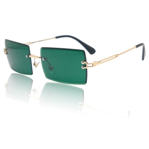 Image of Rectangle Sunglasses for Women Men Fashion Retro Rimless Frameless Tinted Lens Sun Glasses Shades 2026 Stylish