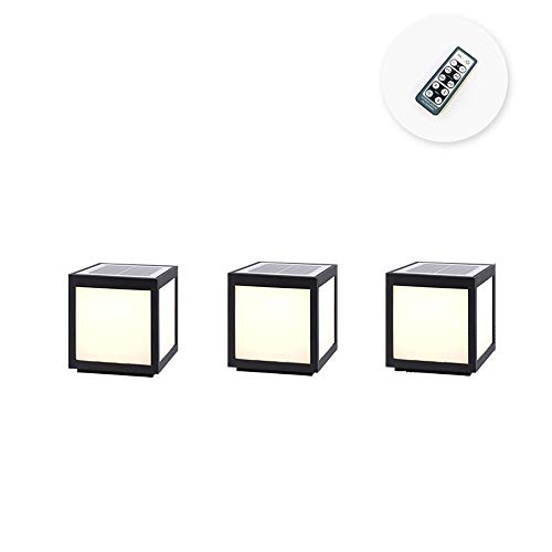 Mogicry 3 Pcs Rainproof Fence Villa Solar Energy Pillar Lantern Light Energy Saving Aluminum Commercial Column Headlight Waterproof Outdoor Illumination Decoration Show Gate Light