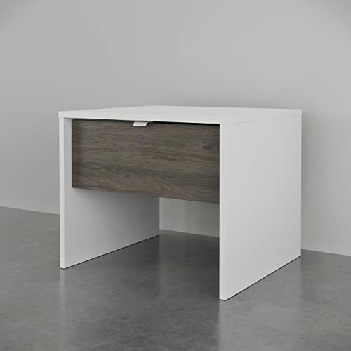 Nexera White and Grey Nightstand with Drawer