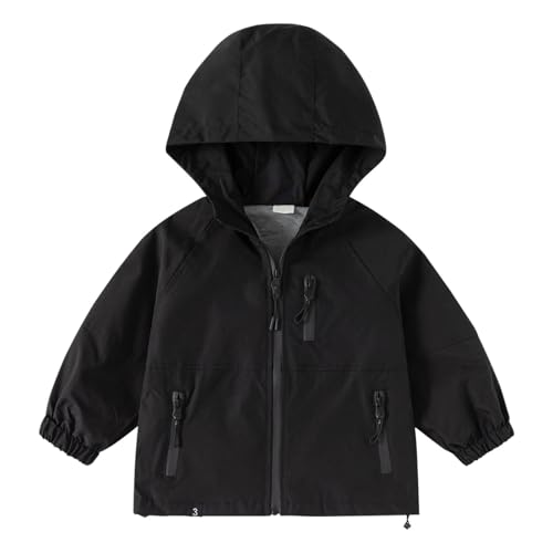 Boys Rain Jackets Long Sleeve Zip up Lightweight Hood Windbreaker Outwear Coats with Zipper Pocket
