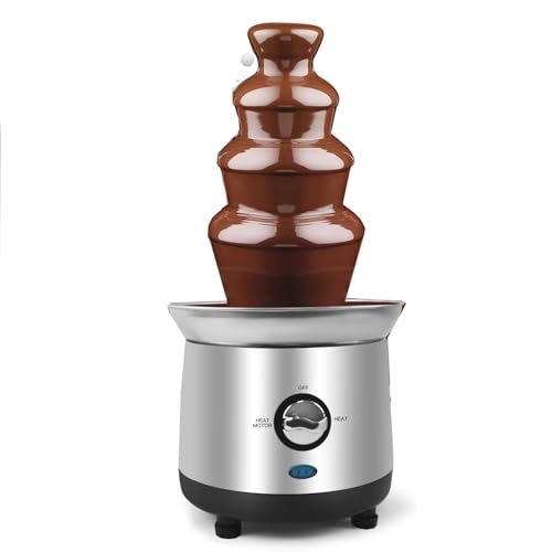 ZEVELOO Chocolate Fountain Machine Electric Chocolate Fondue Fountain Machine Stainless Steel 4-Pound Capacity for Chocolate Candy Butter Cheese