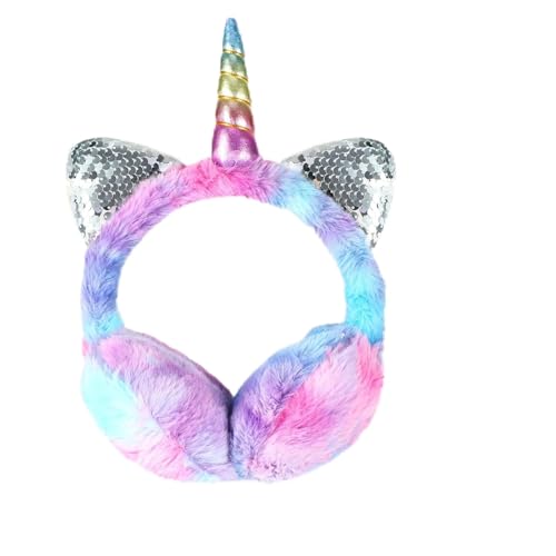 Einhorn Winter Ohrenschützer Kinder Süße Plüsch Weiche Ohrenwärmer Verstellbare Ohrschützer Kopfbedeckungen Winter Accessoire für Mädchen Dame Halloween für Kinder Thanksgiving Weihnachtsgeschenke
