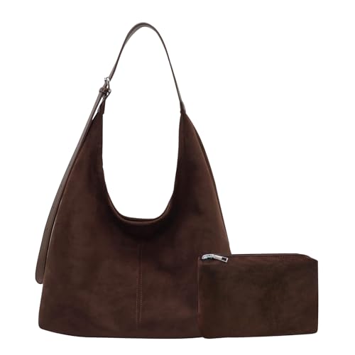 Image of Suede Bags for Women Suede Hobo Bag Retro Suede Tote Bag Slouchy Suede Shoulder Bag Crossbody Handbags Suede Purse