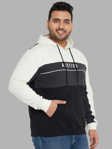 Image of AUSTIVO Men's Multi Full Sleeve Printed Hooded Plus Size Sweatshirt