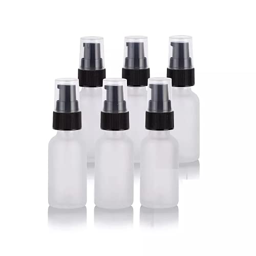 JARBAZAAR [ SET OF 6 PCS] 30 ML CLEAR FROSTED GLASS BOTTLE WITH BLACK SERUM PUMPS AND 100% LEAKPROOF CAPS AND PLUGS FOR for Essential Oils, Blends, DIY skin care, Cosmetics-image-41