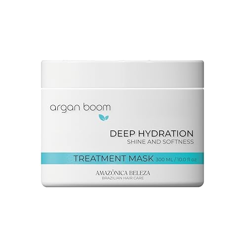 AMAZONICA BELEZA Argan Oil Hair Mask for Intense Moisturizing and Nourishment, Hydrate & Repair Moisture Hair Mask for Dry Hair, Mascarilla Hidratante con Vitamina E,10. Oz