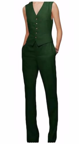 Linen Vest and Pants Set Women 2 PC Sleeveless V Neck Vest Tops Waistcoat Linen Pants Casual Matching Set4