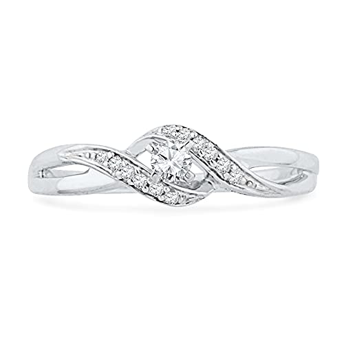 DGOLD 10KT White Gold Round Diamond Twisted Promise Ring (0.12 cttw)2