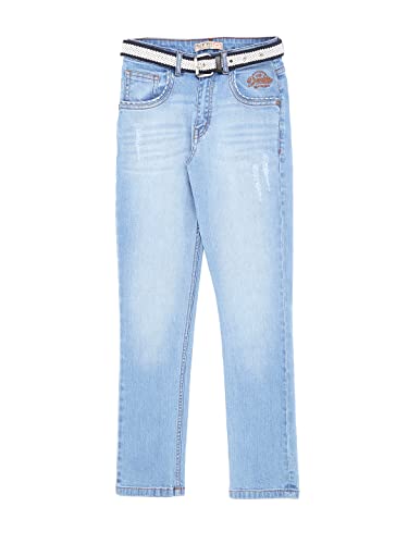 Image of PALM TREE Boys Blue Washed Denim Fixed Waist Jeans