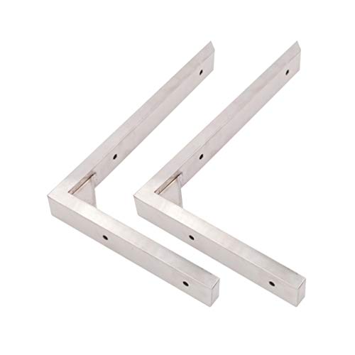GMF Escuadras para Estanterias Metalicas Soporte De Angulo Recto Soporte De Esquina 90 Grados Soporte De Estanteria Escuadra/Inoxidable Pulido/Plata/2 Piezas/con Tornillos