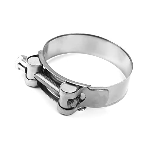 Wenheww 2Pcs T-Bolt Hose Clamps, 74-79mm/2.91"-3.11" Working Range 304 Stainless Steel Heavy Duty Adjustable Clamp for Automotive, Plumbing & Industrial Pipes, Silver