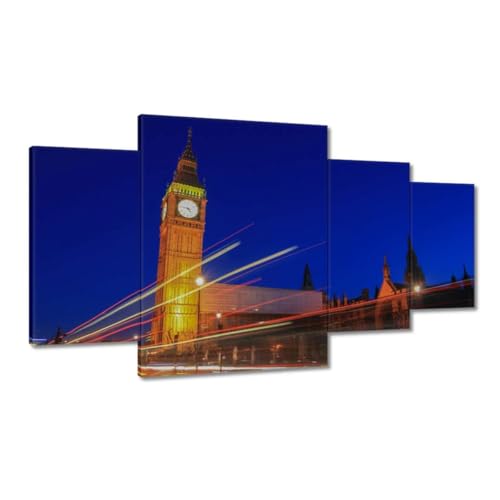 Big Ben la nuit peinture sur toile grand format 160x90 cm décoration murale salon
