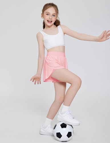 Zaclotre Short esportivo feminino com bolsos, cruzado em camadas triplas, 2 em 1, shorts esportivos