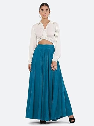 Image of JYESHTA Women's American Crepe Flared A Line Stitched Long Skirt with 12 Mtr Flare 40 in Height | Skirts for Women Long Length | Long Skirts for Girls