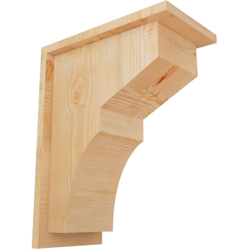 Ekena Millwork COR08X14X18MON01RDF 8"W x 14"D x 18"H Monterey Rough Sawn Corbel w/Backplate, Douglas Fir