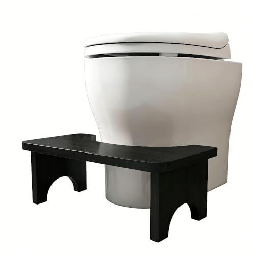 Zuxbolf Taburete de Baño de Bambú,36 x 19 x 16.2cm Taburete de Inodoro Fisiológico de Madera Banquito para Inodoro WC con Almohadilla Espuma Peldaño Anti Estreñimiento Constipación Diseño Ergonómico