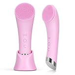 Facial Cleansing Brush, PRITECH Heatable Vibrating Face Scrubber with Massage, Silicone Face Scrubber for Women & Men, Electric Facial Cleanser for Deep Cleansing, Gentle Exfoliating (Pink)