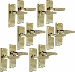 Haven Heritage Door Handle Electro Brass Plated Victorian Straight Lever Latch 6 x Pairs