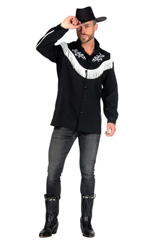 Chemise western rétro hommes noire pour en finir avec les déguisements inconfortables