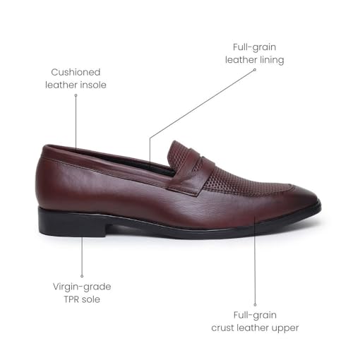 Image of HAYES LONDON Penny Loafers for Men | Genuine Leather Slip-on Shoes | Formal & Casual Comfort Footwear