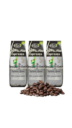 El Gusto Espresso Pack de Ahorro – 3 x 250g Café en Grano – Máxima Frescura – Intenso y Cremoso – 100% Arábica Costa Rica