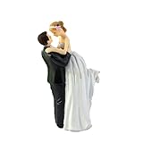 SCHOLMART Wedding Cake Toppers Bride and Groom, Wedding Party Cake Topper Figurines, Bridal Shower Decorations, Anniversary Party Cake Topper (Cheerful Bride & Groom) (Original)