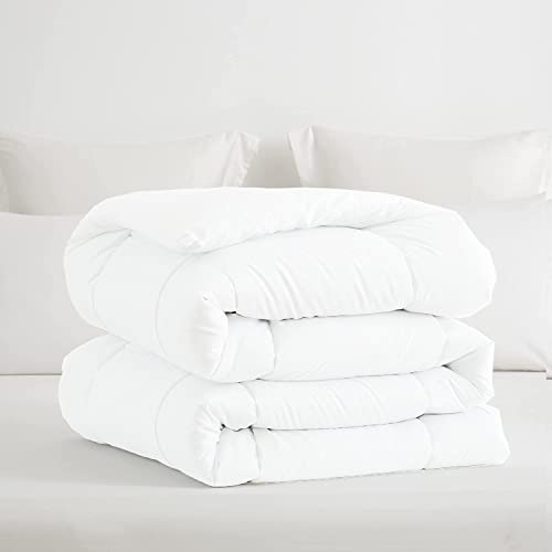 All-Season Down Alternative Comforter | Oversized King Plus 128 X 120 Size 1 - Piece | Microfiber Quilt Duvet Insert With 8 Corner Tabs, Ultra Soft Lightweight & Fluffy | White #TOP2