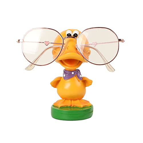 Sanhai Marco de anteo de Pato de Marco de anteojo Lindo, Material de Resina, Accesorios de Vasos para Escritorio Decorativo/hogar/Oficina,Amarillo Cover